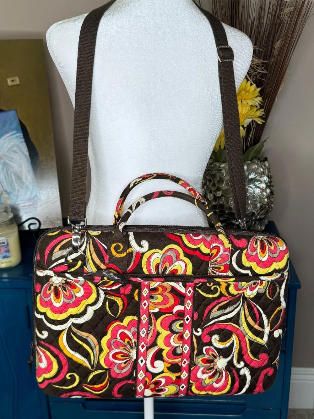 Vera Bradley Retired Puccini Hard Case Laptop Bag Quilted Floral Crossbody 2008
